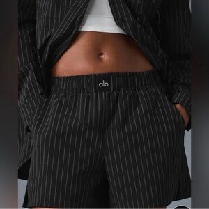 ALO Yoga Black Pinstripe Shorts